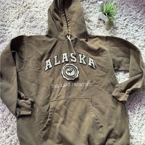 Alaska The Last Frontier prairie mountain brown and white hoodie